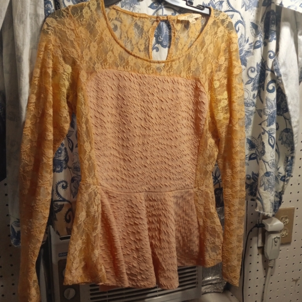 Beautiful  baby pink lace sleeved shirt